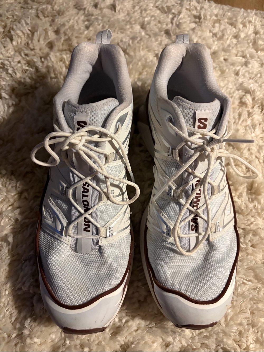 Salomon Women's White Sneakers with Brown Accents